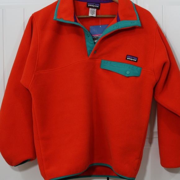 Patagonia Synchilla Snap-T Orange Turquoise Small - Picture 2 of 6